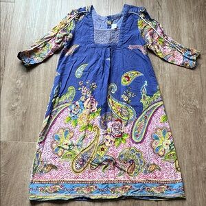 Yo Baby Women’s Floral Paisley Blue Dress Size Medium